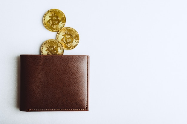 There is bitcoin coin in wallet pocket. Crypto currency in your wallet