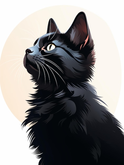 there is a black cat sitting in front of a full moon generative ai