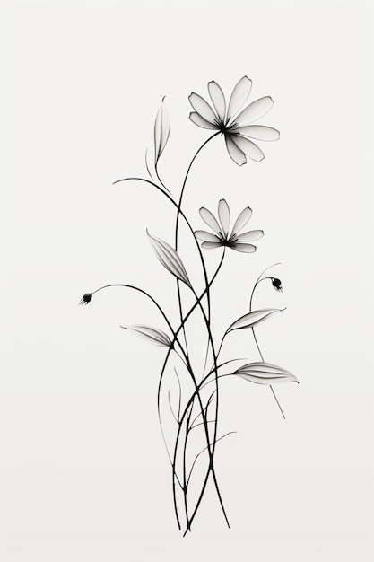 There is a black and white photo of a flower with a ladybug generative ai