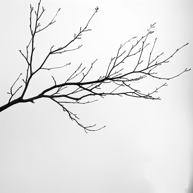 Photo there is a black and white photo of a tree branch generative ai