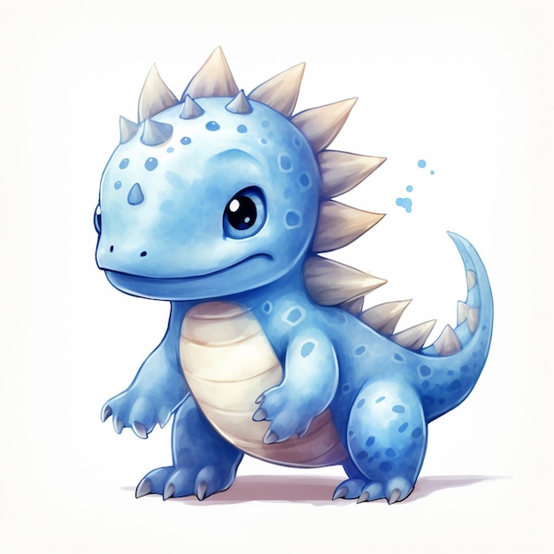 there is a blue dragon with a spiky tail and a white belly generative ai