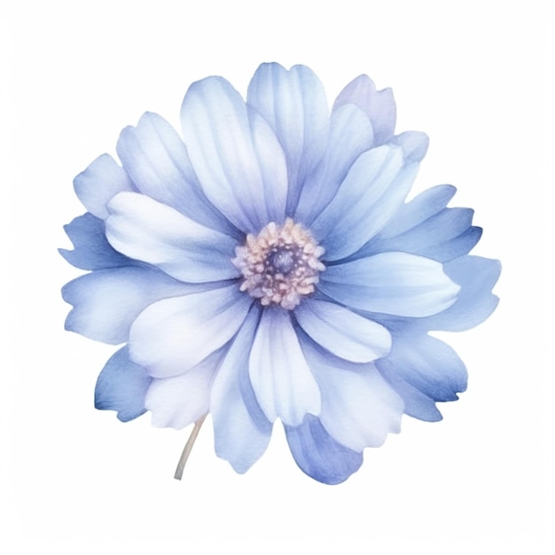 There is a blue flower that is on a white background generative ai