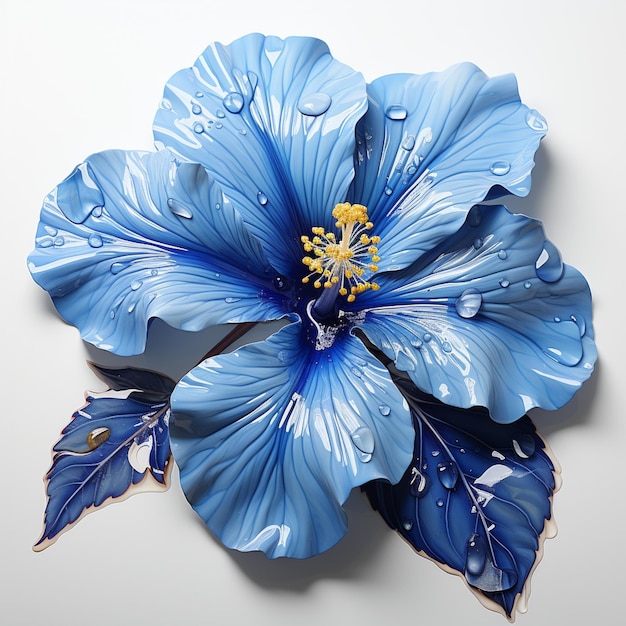 there is a blue flower with water droplets on it generative ai