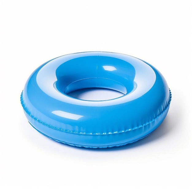 There is a blue inflatable ring on a white surface generative ai