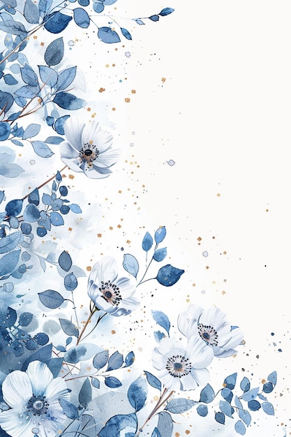 there is a blue and white floral background with a white background generative ai