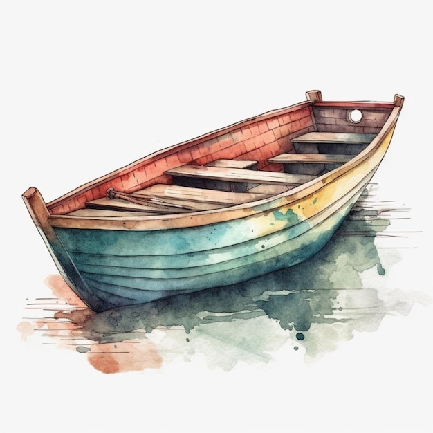 there is a boat that is sitting on the water generative ai