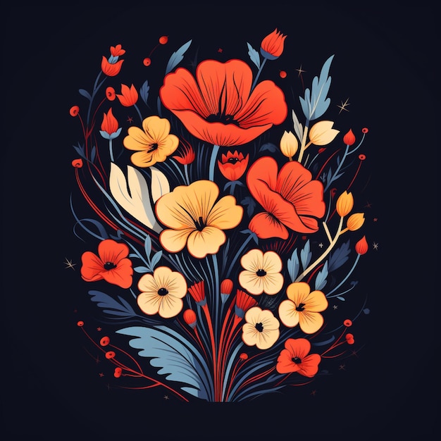 there is a bouquet of flowers with red and yellow flowers generative ai