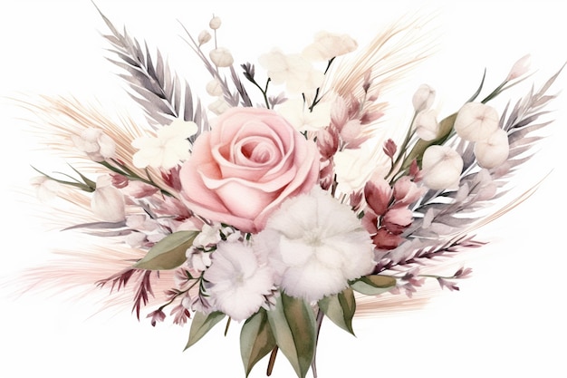 there is a bouquet of flowers with white and pink flowers generative ai