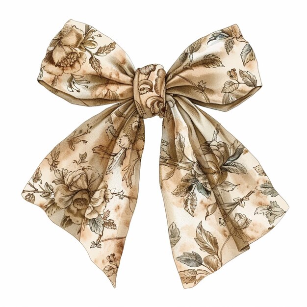 there is a bow with a floral pattern on it generative ai