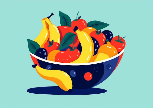 Photo there is a bowl of fruit with bananas and oranges in it generative ai