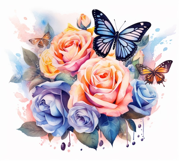 There is a butterfly that is flying over some flowers generative ai