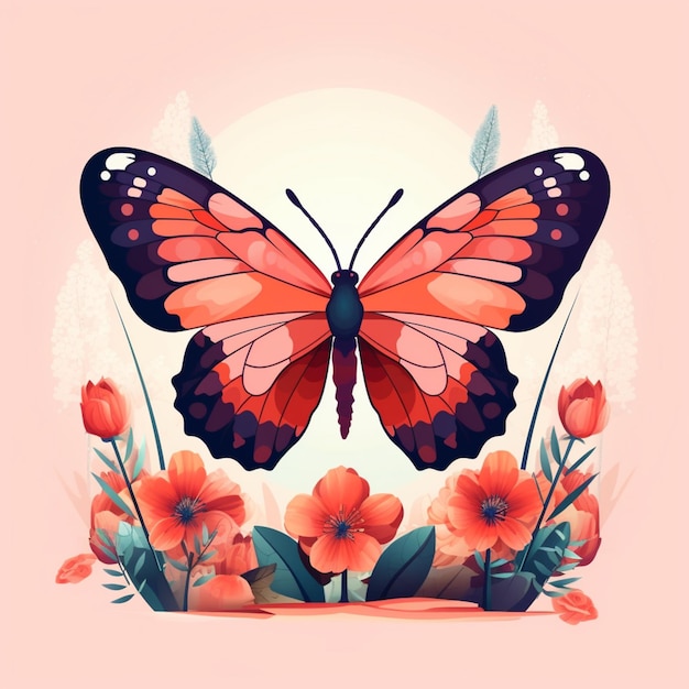 There is a butterfly that is sitting on a flower generative ai