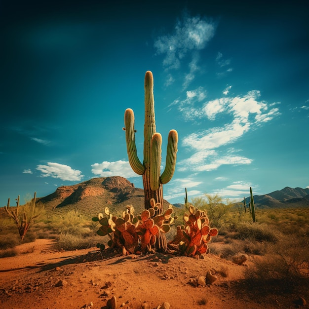 there is a cactus plant that is growing in the desert generative ai