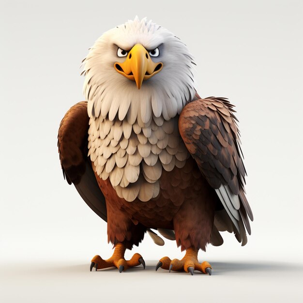 there is a cartoon eagle that is standing on a white surface generative ai