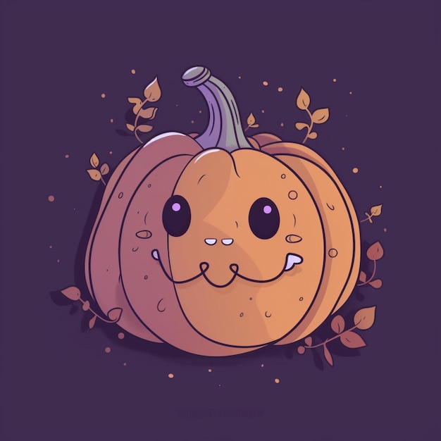 There is a cartoon pumpkin with a face on it generative ai