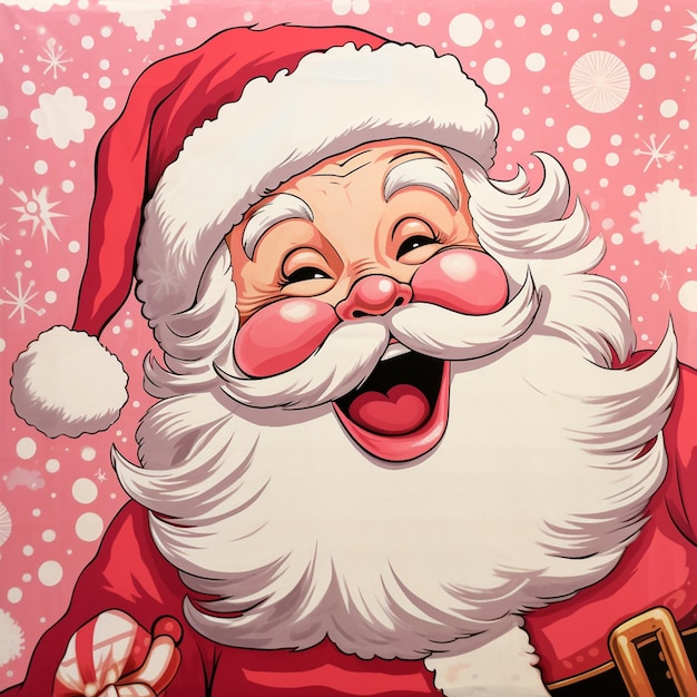 there is a cartoon santa claus with a big smile on his face generative ai