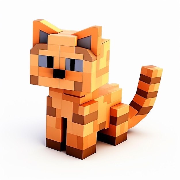 there is a cat made out of lego blocks on a white surface generative ai