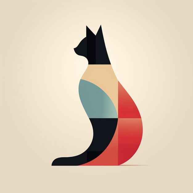 there is a cat sitting on a colorful geometric background generative ai