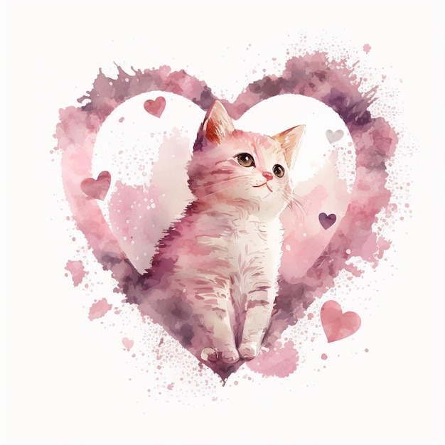 There is a cat that is sitting in a heart shape generative ai