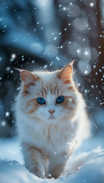 there is a cat that is walking in the snow generative ai