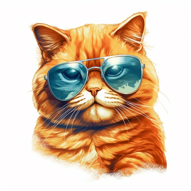 There is a cat wearing sunglasses and a collar generative ai