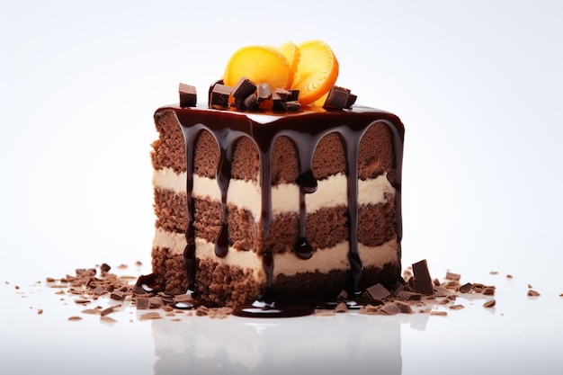 There is a chocolate cake with orange slices on top of it generative ai