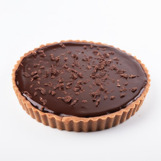 There is a chocolate tart with chocolate sprinkles on it generative ai