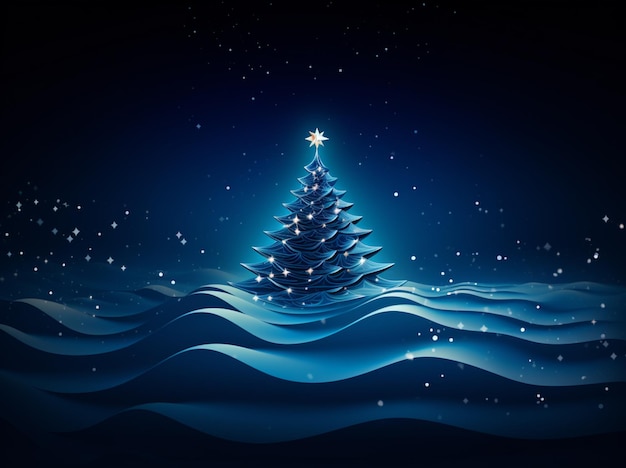 there is a christmas tree that is in the middle of a wave generative ai