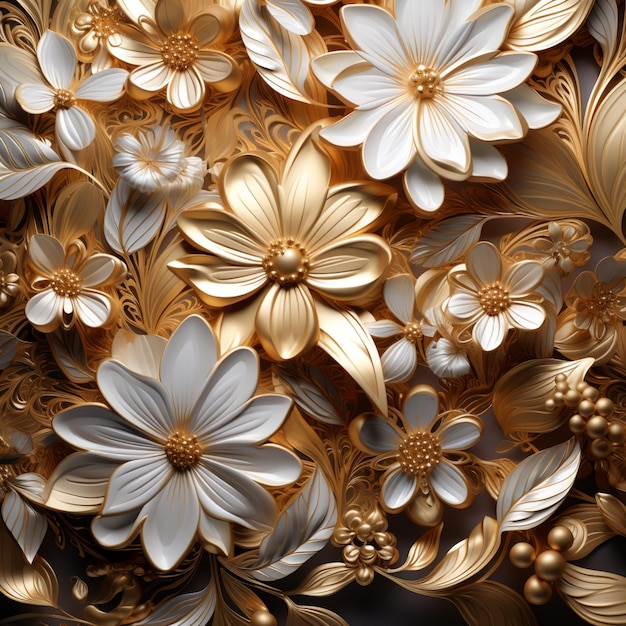 There is a close up of a bunch of gold flowers generative ai