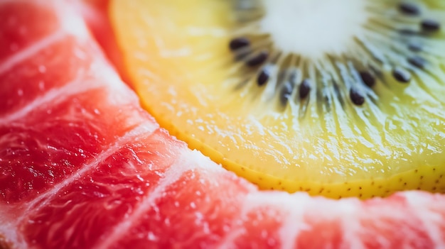 Photo there is a close up of a sliced up fruit with a kiwi