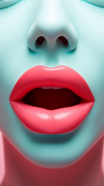 There is a close up of a womans mouth with a bright red lip generative ai