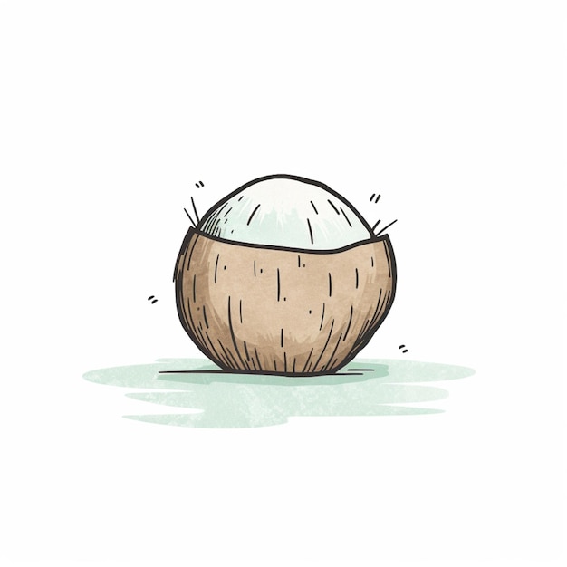 Photo there is a coconut with a white top and a green bottom generative ai