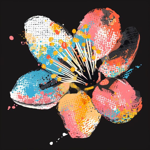 Photo there is a colorful flower with a black background generative ai