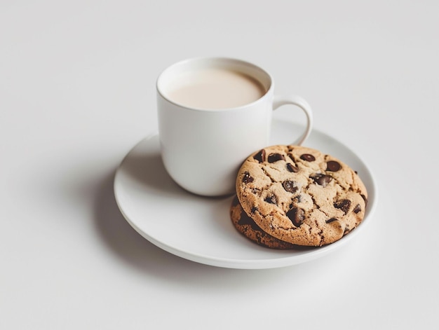 Photo there is a cookie and a cup of coffee on a plate generative ai