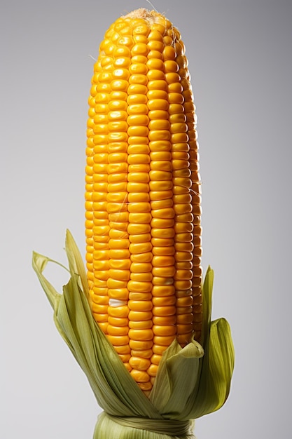 there is a corn on the cob with leaves on it generative ai