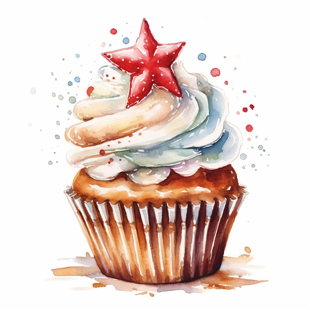 There is a cupcake with a star on top of it generative ai