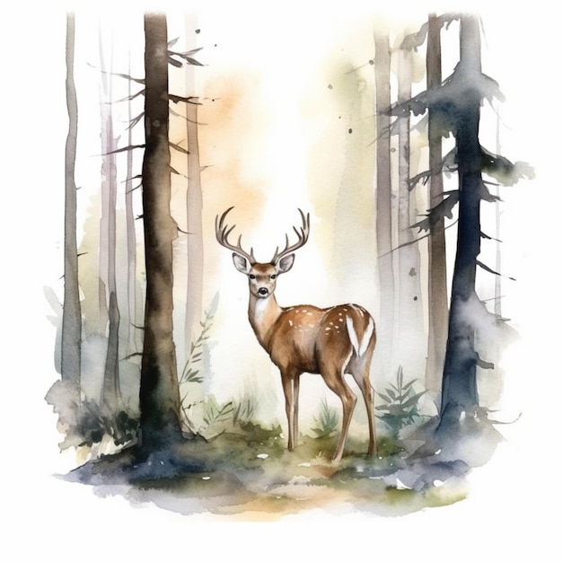 There is a deer that is standing in the woods generative ai