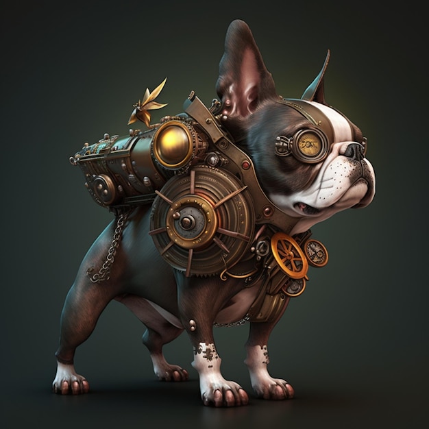 There is a dog that is wearing a steampunk costume generative ai