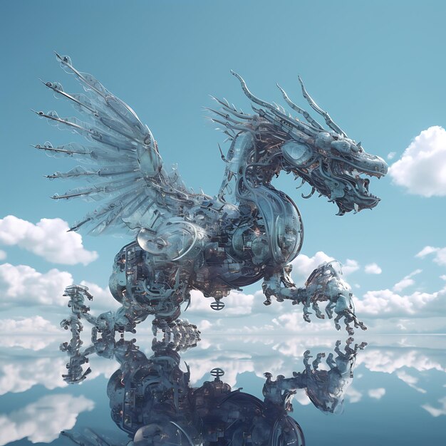 Photo there is a dragon statue that is floating in the water