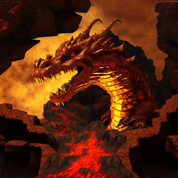 There is a dragon that is standing in front of a fire generative ai