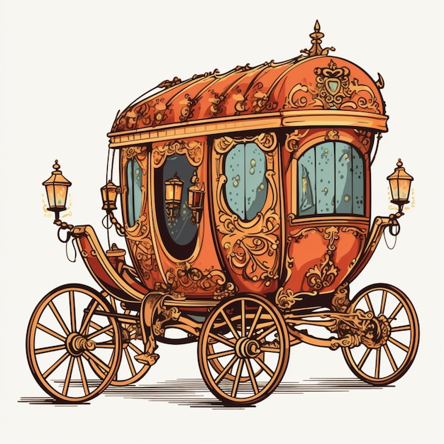 There is a drawing of a carriage with a horse drawn on it generative ai