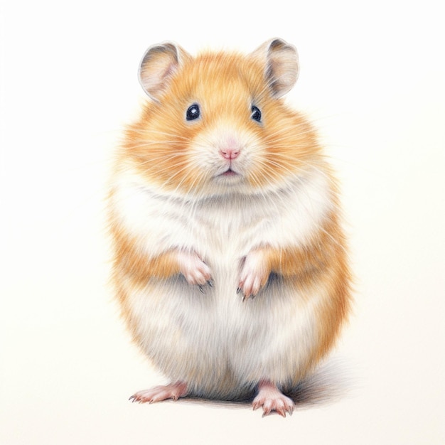 There is a drawing of a hamster sitting on its hind legs generative ai