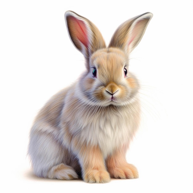 There is a drawing of a rabbit sitting on a white surface generative ai