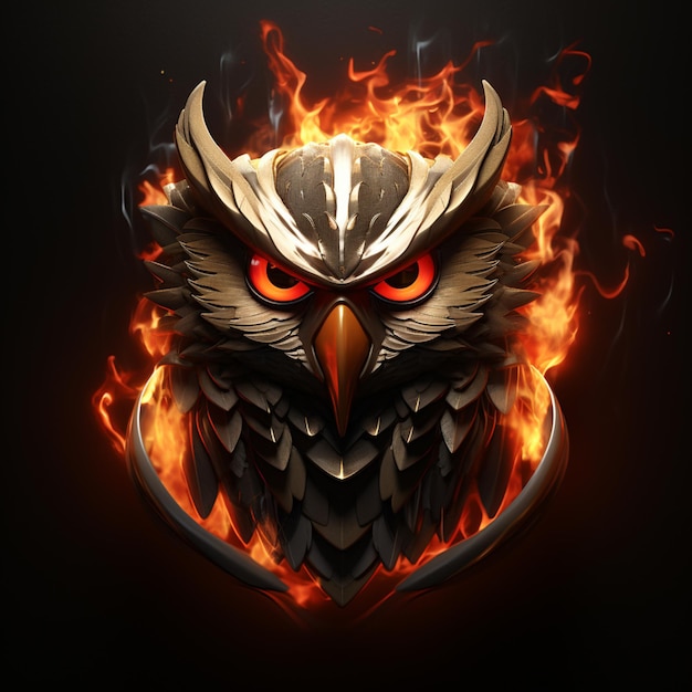 there is a fire owl with a helmet on its head generative ai