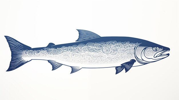 there is a fish that is blue and white with a pattern on it generative ai