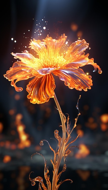 there is a flower that is in the middle of a fire generative ai