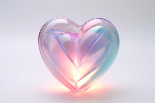 There is a glass heart shaped object with a light inside generative ai