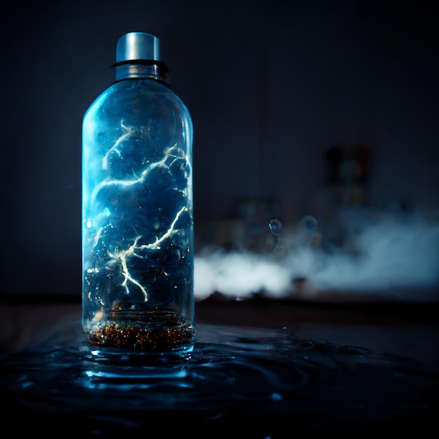 There is a glass jar with a lightning inside of it generative ai