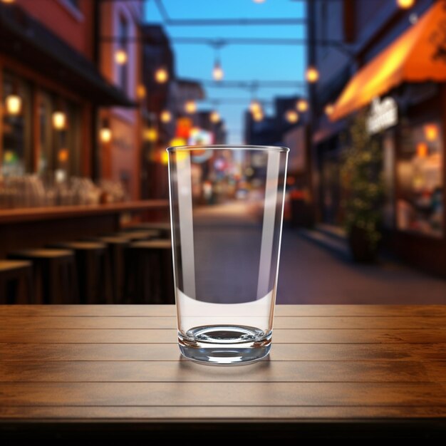 there is a glass of water sitting on a table in a restaurant generative ai