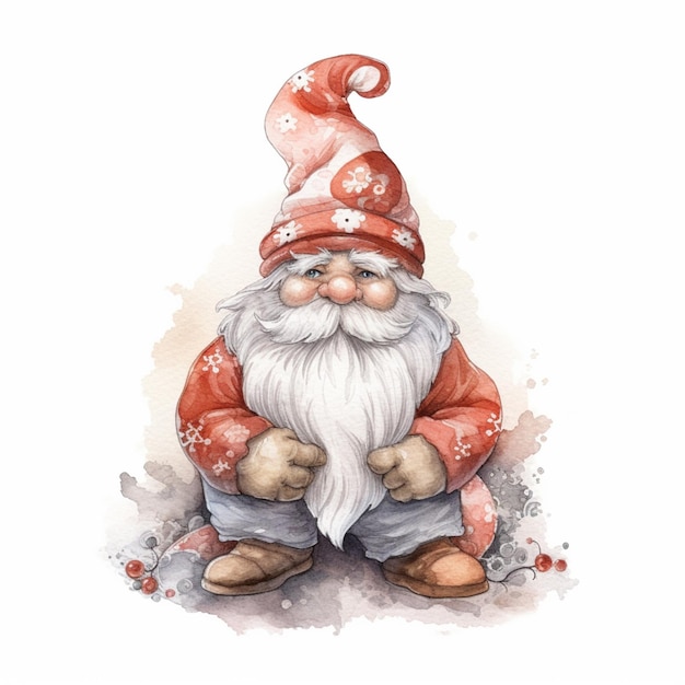 There is a gnome with a red hat and a white beard generative ai